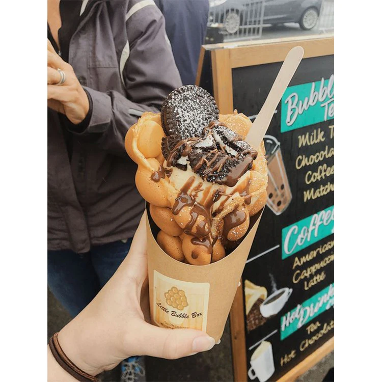 Одноразовый картон с принтом на заказ, пищевая упаковка, упаковка для пиццы, крафт-креп, яйцо, пузырь, вафельное мороженое, бумажный конус, стаканчик