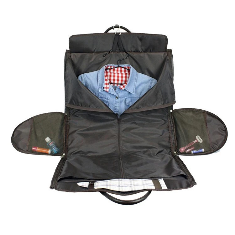 Изготовленный на заказ черный, розовый, фиолетовый, экологически чистый стандартный размер 2 в 1, складной костюм продавца на боковой молнии, нетканая сумка для одежды с вешалкой