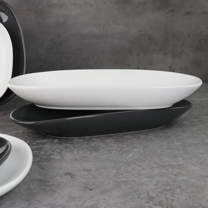Поставщик ресторанов Серые керамические прямоугольные блюда Фарфоровая тарелка Оптовая продажа Блюда для суши Тарелки Керамика