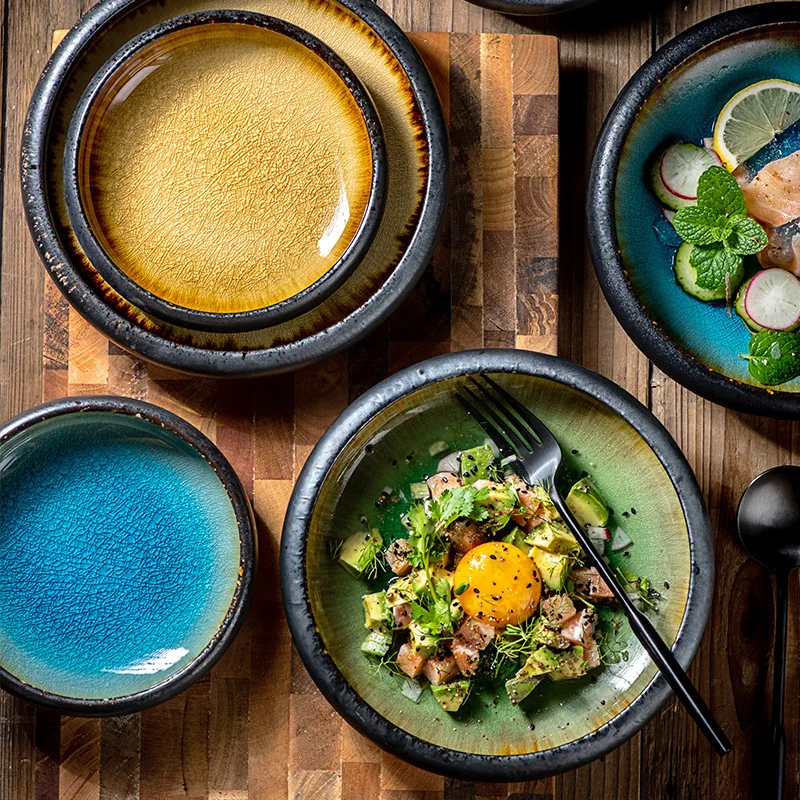 Обеденные тарелки в скандинавском красочном стиле для ресторана, отеля, белая круглая плоская тарелка-купе, современная модная духовка, безопасный фарфоровый стейк