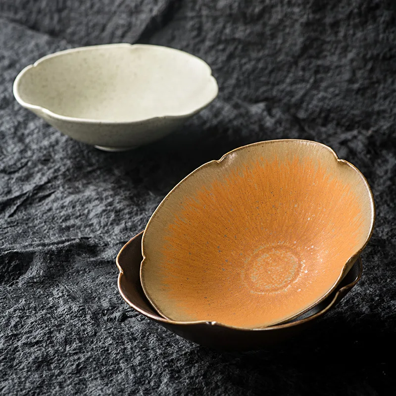 Фарфоровые сервизы нового дизайна, матовые белые волнистые цветочные керамические тарелки с лапшой Ламиан, большая миска для супа и салата на 800 мл для ресторана