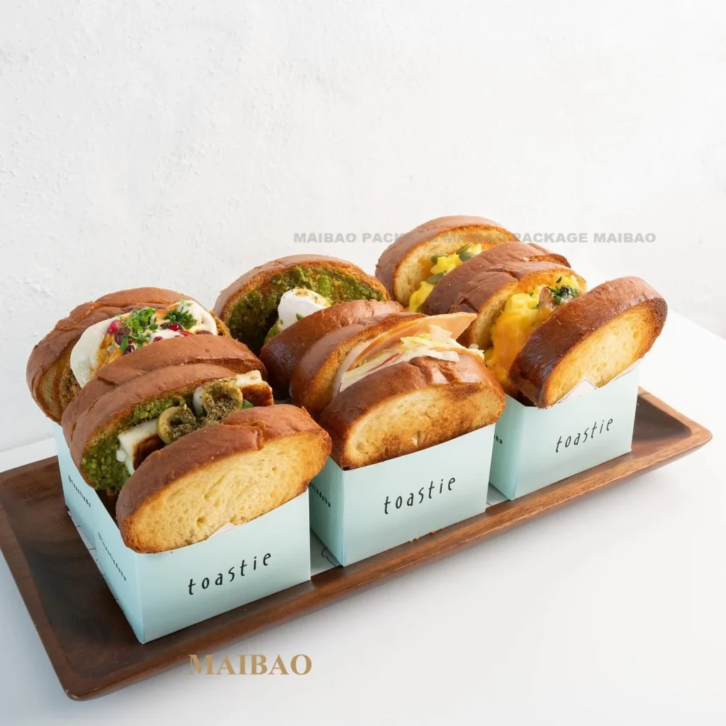 Оптовая продажа, дешевые эко-маффины, круассантери, упаковка для хлебобулочных изделий, сэндвич-пищевой бумажный контейнер с логотипом, коробка для упаковки тостов