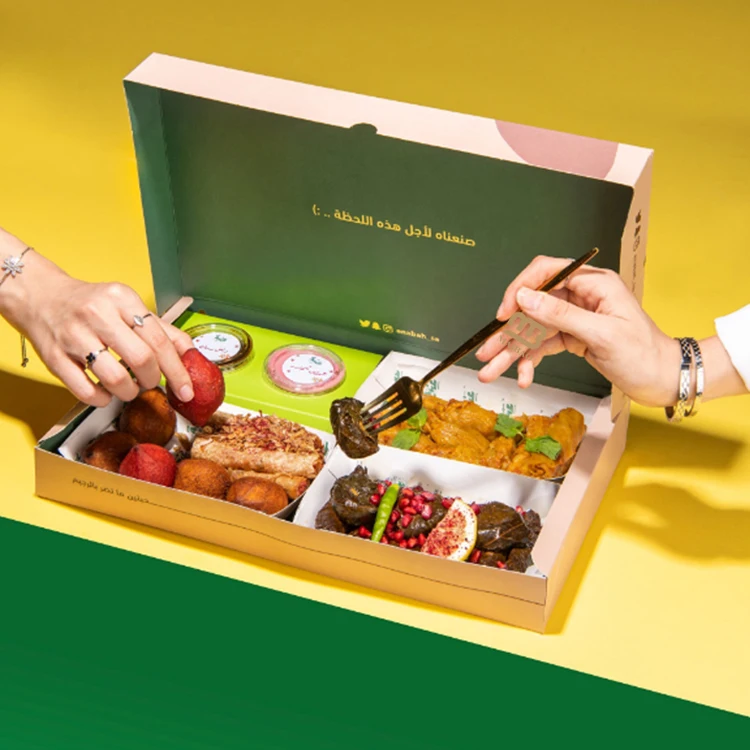 Арабские продукты, коробка для соуса, коробка для упаковки шариков Киббе на вынос, коробка для сыра и булочек со шпинатом, коробка для кейтеринга с разделителями