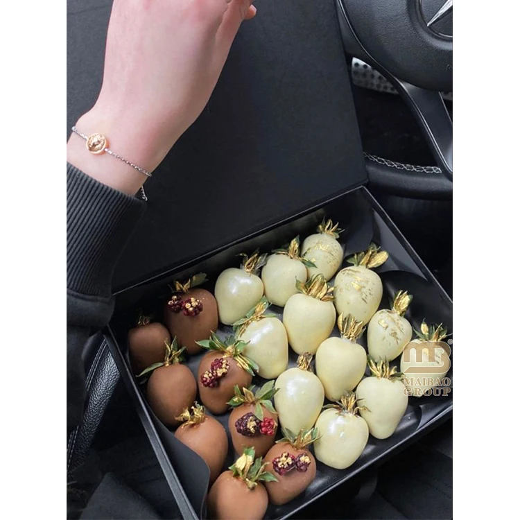 Напечатанная на заказ коробка для шоколада с клубникой и валентинкой, упаковка, роскошная жесткая бумажная картонная коробка, пустая подарочная коробка с магнитной застежкой