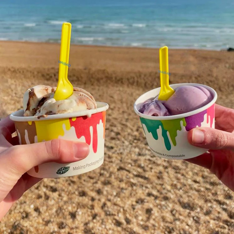 Одноразовый бумажный стаканчик с логотипом на заказ, 4 унции, 7 унций, 8 унций, 20 унций, 24 унции, 12 унций для стаканчиков для мороженого, йогурта, оптовая продажа, миска для десерта с крышкой