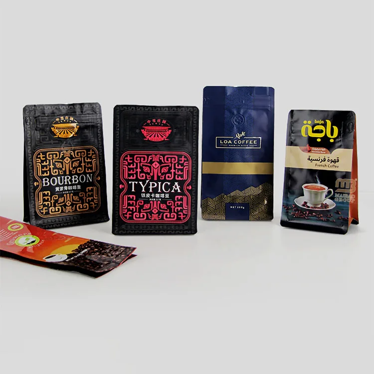Оптовая экологически чистая алюминиевая фольга с плоским дном для кафе, пакет с принтом, 500 г, 1 кг, пакеты для упаковки кофе с клапаном