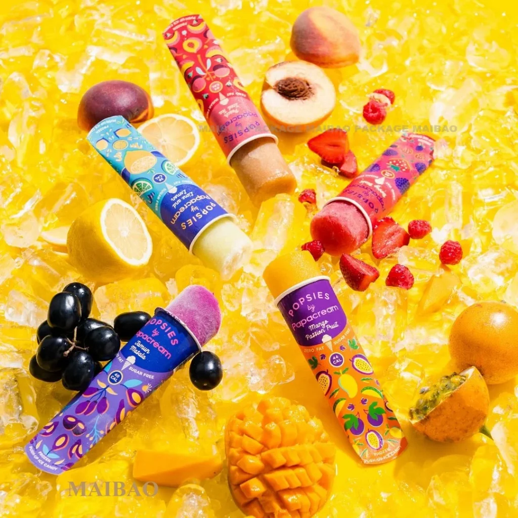 Оптовая продажа, биоразлагаемая упаковка на заказ, 100 мл, 120 мл, алюминиевая фольга, упаковка для мороженого, эскимо, выжимка, трубка Calippo, конусная чашка