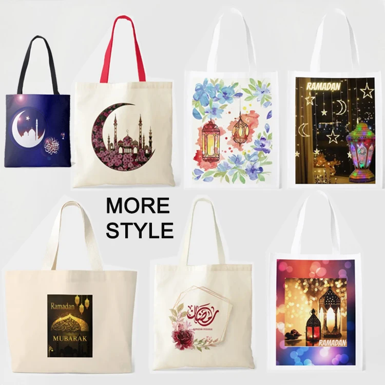 Рамадан Дизайн Ид Карим Мубарак Волшебный Фонарь Исламская Большая Сумка Для Продуктов Ткань Подарочная Сумка Мечеть Мусульманская Большая Холщовая Сумка