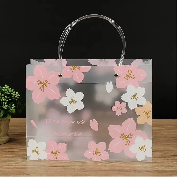 Оптовая продажа одежды для покупок Фестиваль подружки невесты вишни в цвету прозрачные портативные подарочные полиэтиленовые пакеты из полипропилена