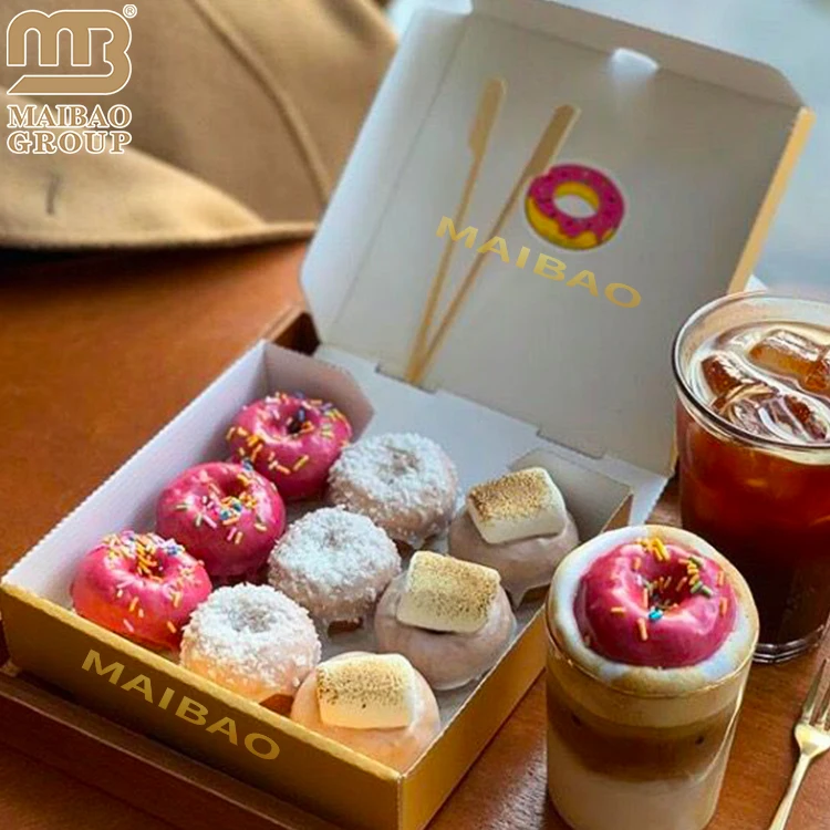 Лидер продаж, бумажные коробки для пончиков, складная картонная коробка для торта, макарон, бумажная упаковка, складная картонная коробка для печенья и пончиков для моти-пончиков