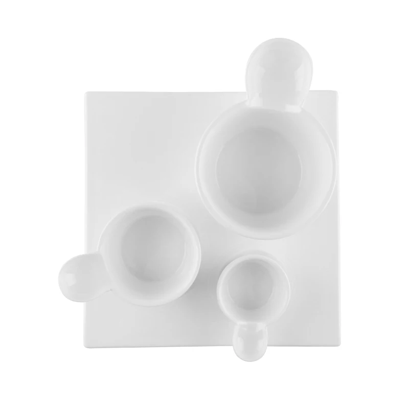 Новый дизайн, белая кейтеринговая свадьба, нестандартная большая фарфоровая тарелка для мороженого, керамическая салатница с ручкой для ресторана