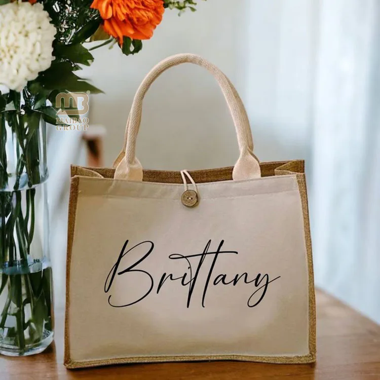 Экологичная водонепроницаемая большая пляжная сумка на заказ, многоразовая льняная сумка для покупок, настраиваемый логотип, подарок, джутовая сумка из мешковины для косметики