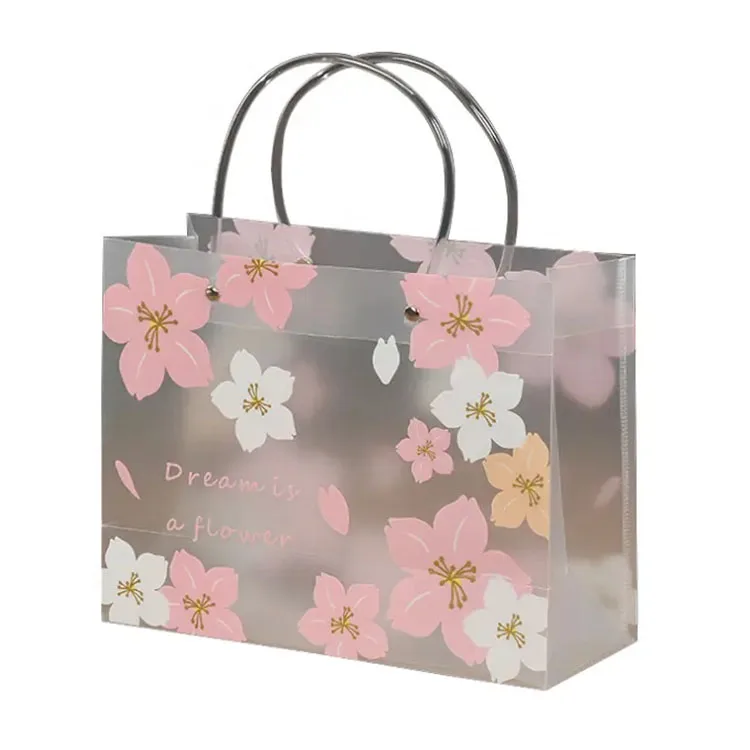 Оптовая продажа одежды для покупок Фестиваль подружки невесты вишни в цвету прозрачные портативные подарочные полиэтиленовые пакеты из полипропилена