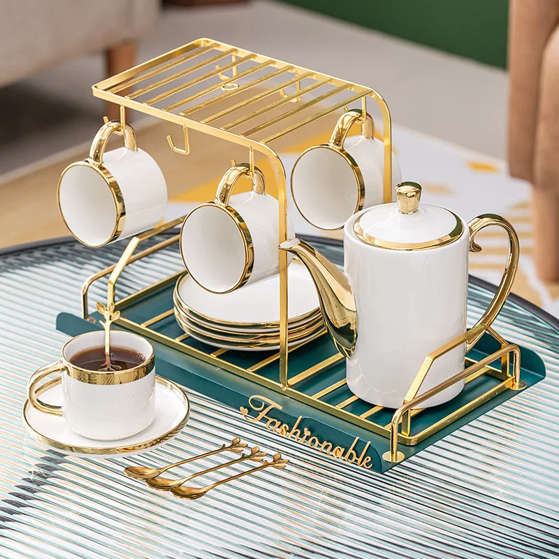 4 Pcs Set European Style Mugs Fashion Coffee Cup Gift Box Saucer Set Ceramic Cup Sets for Coffee and Tea