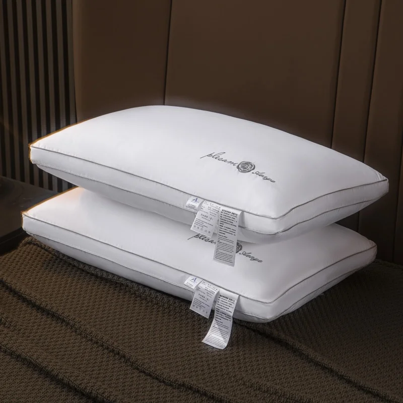 200TC Подушка в стиле отеля Star Camellia с вышивкой из перьев, бархатная подушка для шеи с однотонным узором, подушки для кровати