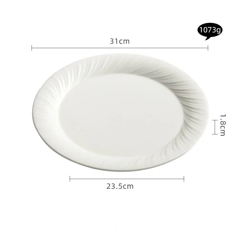 Creative Ceramic Porcelain White Dinner Plates Eco-Friendly Flat Steak Dishes for Wedding Tableware Made from Plastic