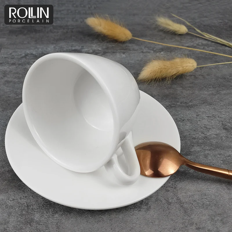 Оптовая торговля отель и ресторан белая керамическая чашка для чая фарфоровая чашка для эспрессо с блюдцем