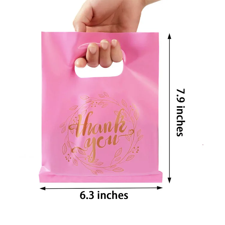 Пластиковые пакеты для покупок толщиной 70 микрон, черные с логотипом, розовые пластиковые пакеты «спасибо» на заказ, полиэтиленовый пакет для покупок с ручками