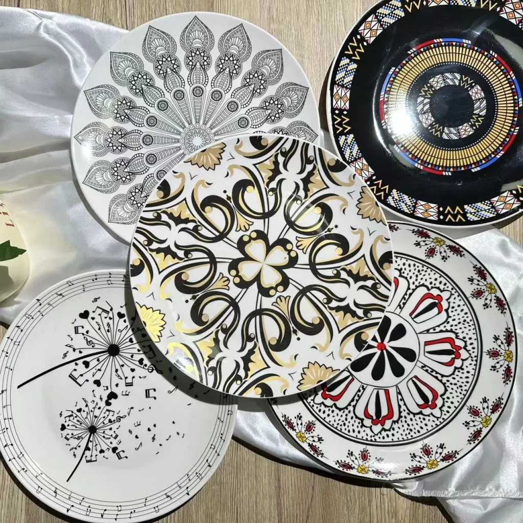Оптовая продажа 10-дюймовая богемная керамическая тарелка креативная посуда для дома и ресторана двойного назначения для подачи еды