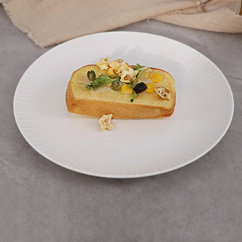 Принадлежности для отелей и ресторанов Изысканные китайские обеденные тарелки Боковые десертные блюда Обеденные тарелки Белая фарфоровая тарелка для отелей высокого класса