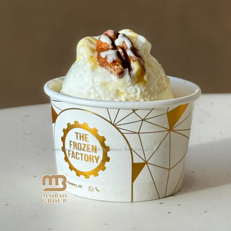 Одноразовый бумажный стаканчик с логотипом на заказ, 4 унции, 7 унций, 8 унций, 20 унций, 24 унции, 12 унций для стаканчиков для мороженого, йогурта, оптовая продажа, миска для десерта с крышкой