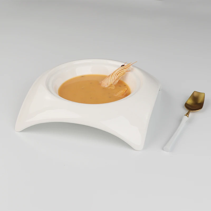 Керамическая фарфоровая тарелка для супа размером 8 дюймов, квадратная, для гостиницы, керамическая тарелка для супа, белая фарфоровая тарелка для супа