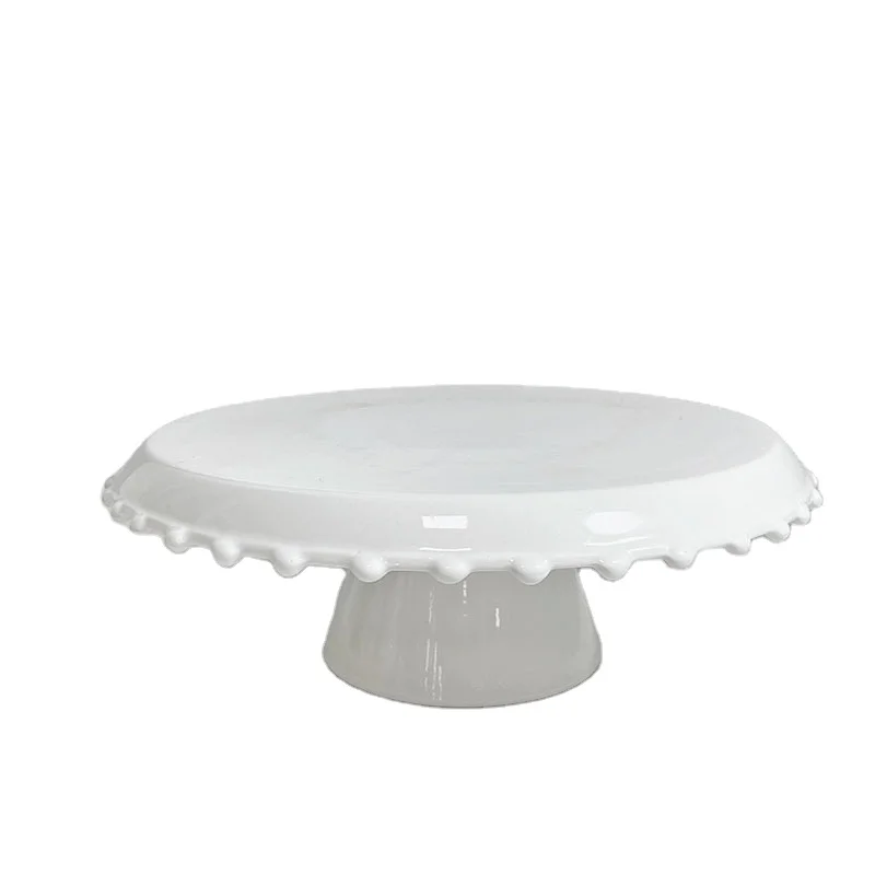 Wholesale 8 Inch European Relief Pearl Ceramic Dessert Tray Plate Eco-Friendly High Corner Restaurant Tableware for Hotels