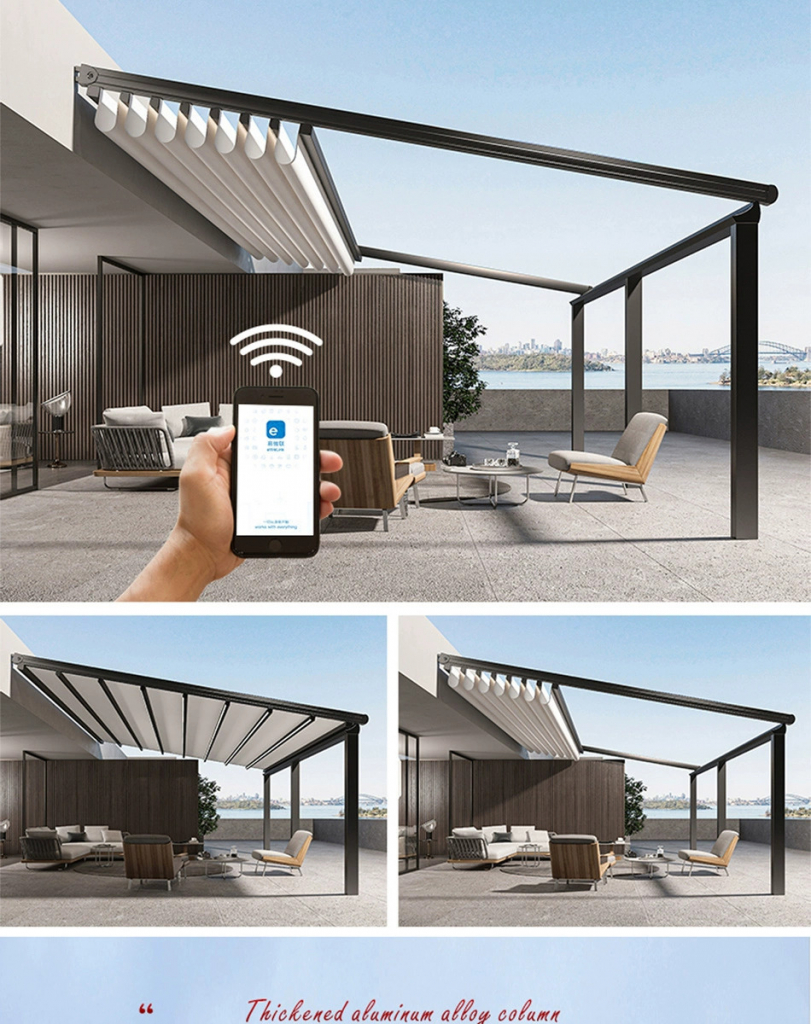 Складной и телескопический навес от солнца с электроприводом, навес от солнца для наружного двора
