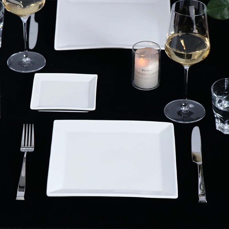 Производитель принадлежностей для отелей, оптовая продажа, керамическая тарелка для стейка, индивидуальный логотип, ресторан, отель, изысканный белый обеденный сервиз, керамическая тарелка для отеля