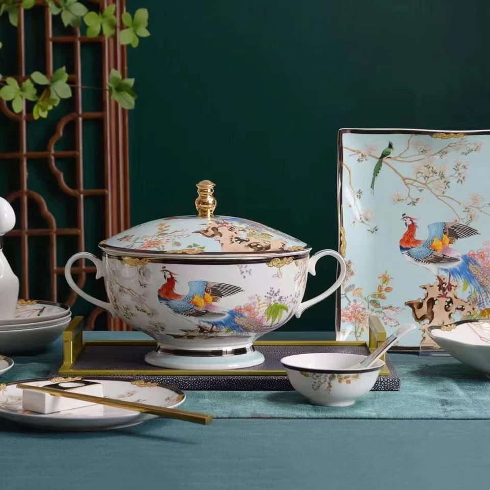 72PCS Luxury Tableware Set Ceramic Plates Wholesale Wedding Dinnerware Chinese Style Home & Kitchen Dinnerware Sets