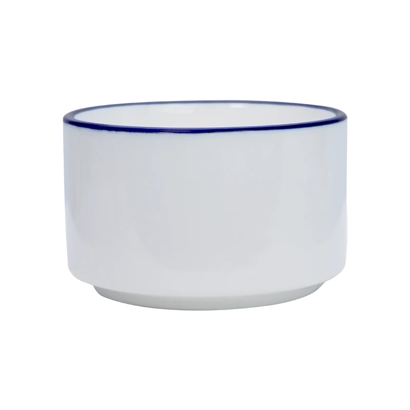 13 унций посуда с синей оправой, гостеприимство, керамическая миска для супа, фарфоровая миска для десерта, блюдце, миска для ресторана и общественного питания