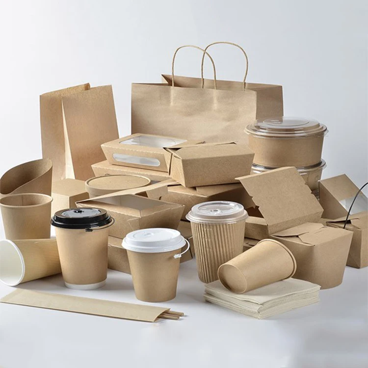 Оптовая продажа на заказ, крафт-лапша, гамбургер, упаковка для обеда, одноразовая бумага, коробки для еды на вынос и чашки