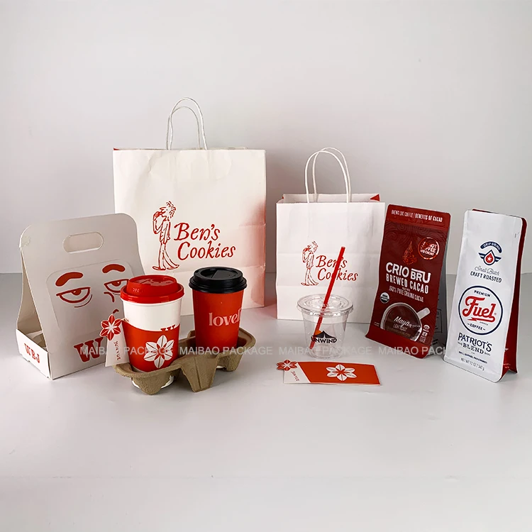 Универсальная упаковка для серии кофе на заказ, с плоским дном, 12 унций, 1 фунт, пакетик для кофе, одноразовая бумажная чашка для кофе, коробка для выпечки торта на вынос