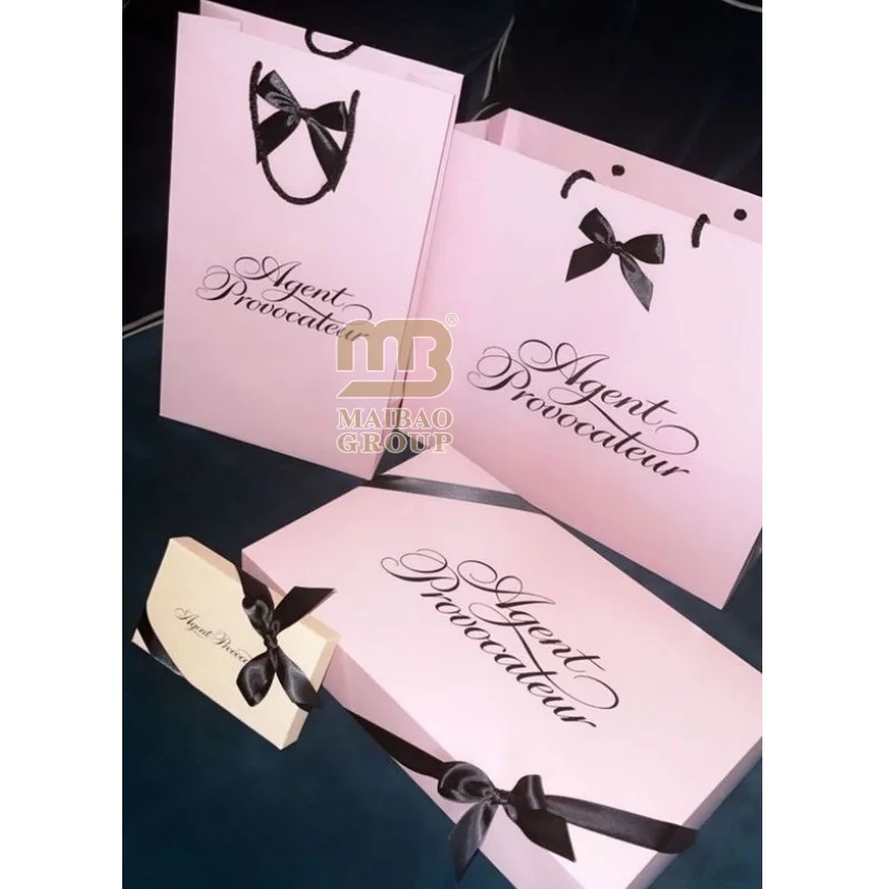 Роскошные черно-розовые картонные бумажные ювелирные изделия с принтом на заказ, подарочная сумка для покупок, оптовая продажа, маленькая белая одежда, косметические бутик-сумки