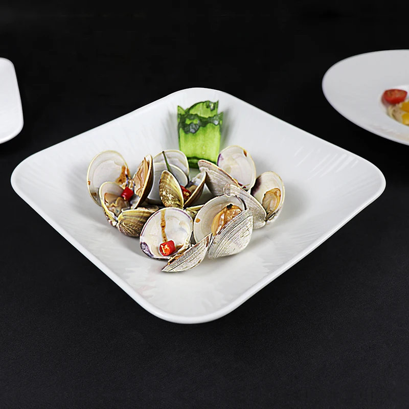 Фарфоровая тарелка оптом, роскошная белая фарфоровая посуда, 10-дюймовый белый керамический набор посуды, набор тарелок на 12 человек для отеля