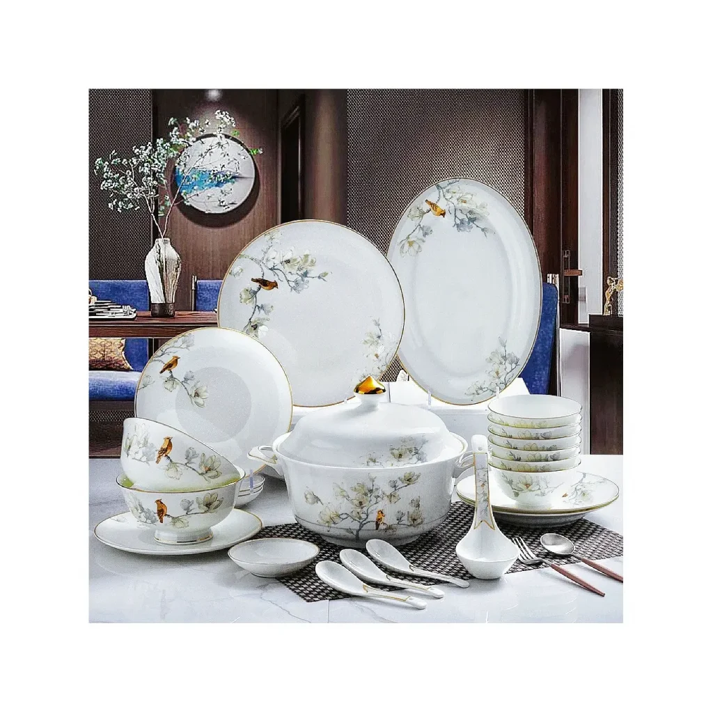 High Quality Ceramic Porcelain Plate Dinner Set Classic Design Eco-Friendly Bowl for Home Camping and Restaurants