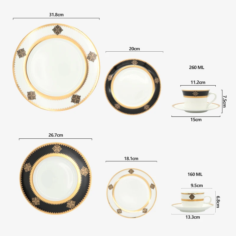 Новые европейские роскошные наборы посуды с золотой оправой, столовая посуда, королевский тонкий фарфор, обеденные сервизы для ресторана