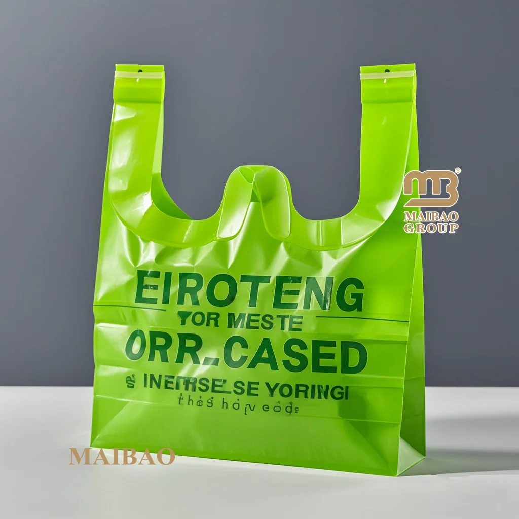 Оптовая торговля напечатанная на заказ экологически чистая компостируемая футболка на основе кукурузного крахмала упаковка для покупок Pla биоразлагаемый полиэтиленовый пакет