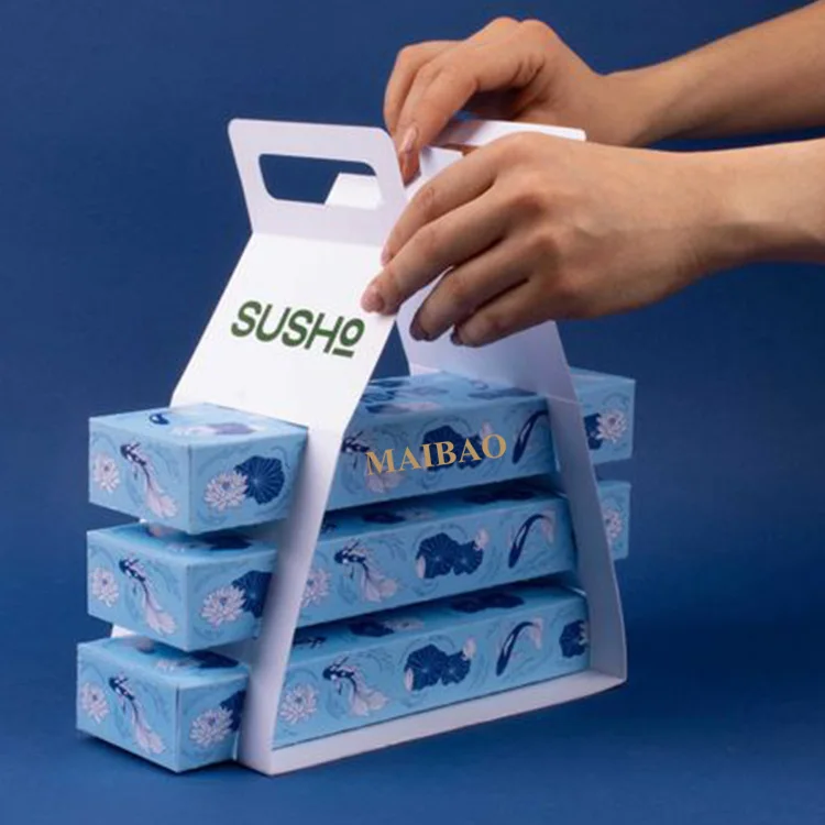 Оптовая доставка Упаковка для еды Упаковка с принтом Суши на вынос Упаковка для еды Ланч-бокс с индивидуальным логотипом Фаст-фуд на вынос Суши-бокс
