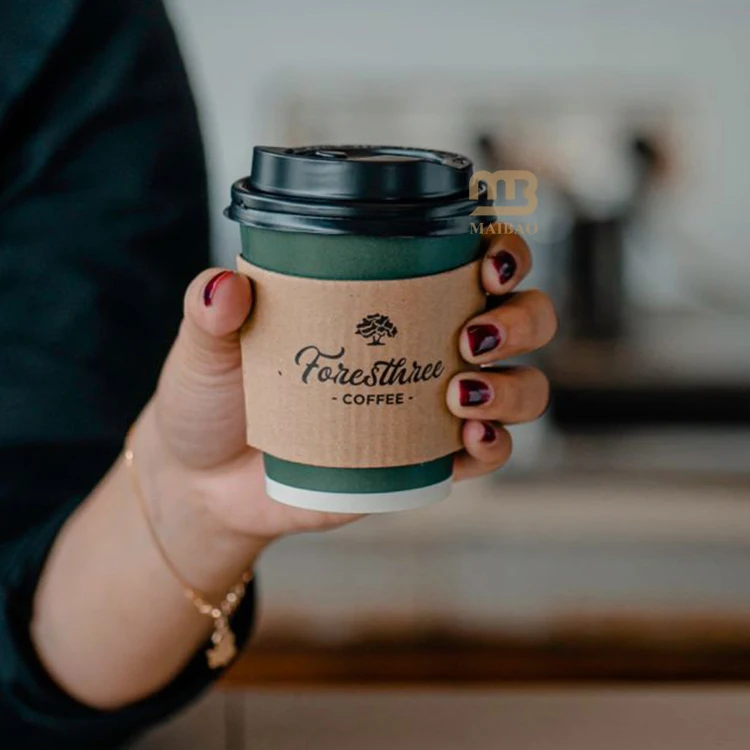 Одноразовые бумажные стаканчики с принтом на заказ, 8 унций, 10 унций, биоразлагаемые бумажные стаканчики для кофе, чая, бумажный стаканчик для горячего кофе с рукавами и крышкой