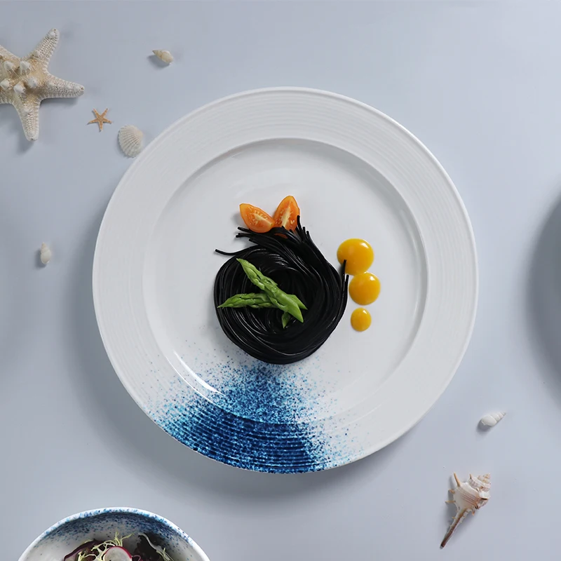 Оптовый продавец, тарелка с морепродуктами, фарфоровая тарелка для напитков, ресторанная тарелка, посуда, керамическая прочная тарелка для супа, пасты, глубокая тарелка