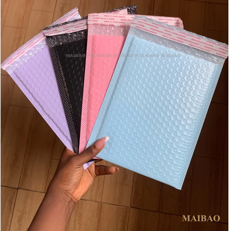 Конверты по индивидуальному дизайну, мягкие почтовые пакеты с пузырьками, блестящая металлическая фольга розового золота, бирюзовые почтовые конверты с пузырьками, логотип