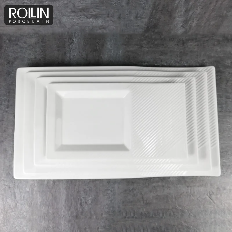 Прямоугольная тарелка для ужина, десертная тарелка тирамису, торт, керамический поднос, ресторанная тарелка, оптовая продажа, фарфоровая тарелка