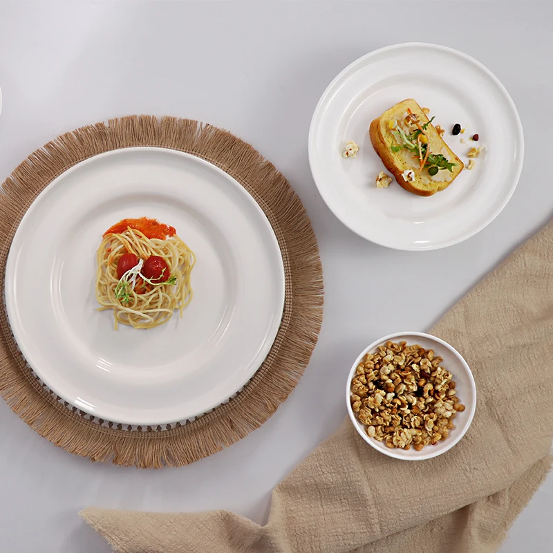 Белые прочные наборы тарелок, посуда для ресторана, керамическая посуда, сервировочная посуда для мероприятий, отелей, кейтеринга
