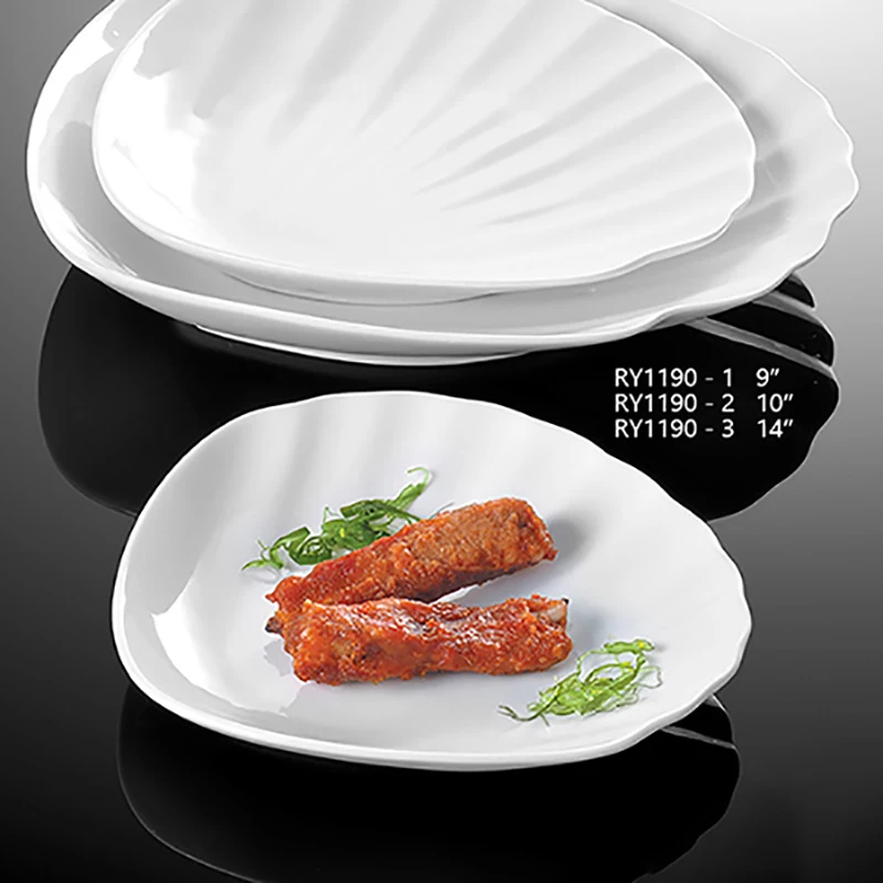 Производитель керамической тарелки Chaozhou Фарфоровая посуда Веерообразная ракушка Блюдо для закусок Тарелка с гребешком Посуда для ресторана