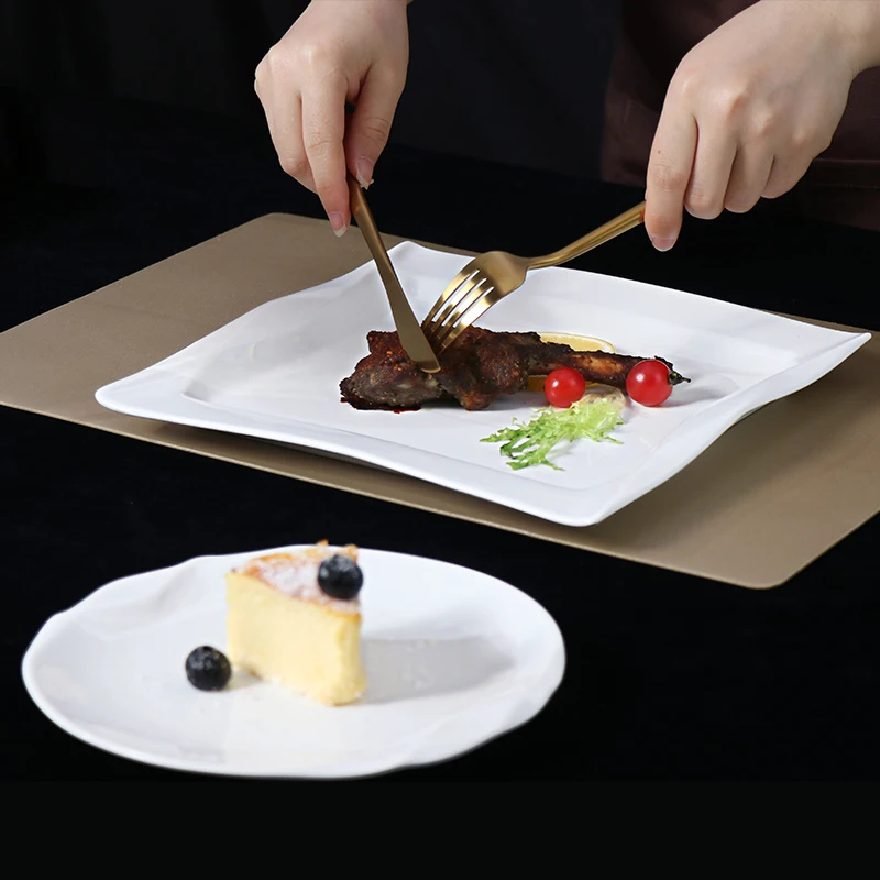 Керамическая посуда Ресторанные квадратные блюда и тарелки Белая керамическая тарелка по индивидуальному заказу Фарфоровые тарелки