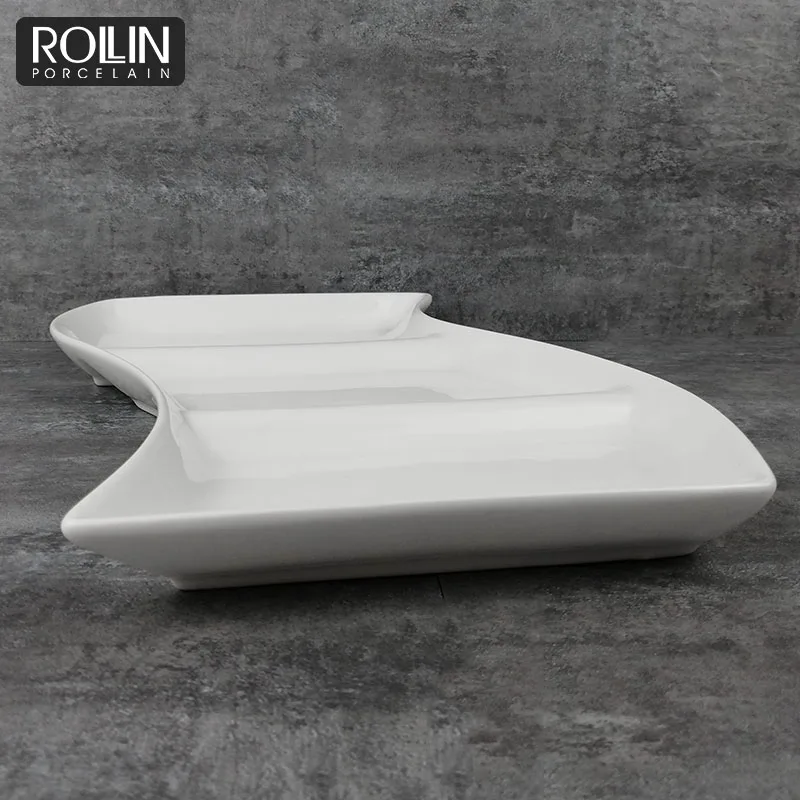 Фабрика Чаочжоу Кафетерий Свадебный шведский стол Снэк-бар Десерт 3 отделения Фарфоровая тарелка