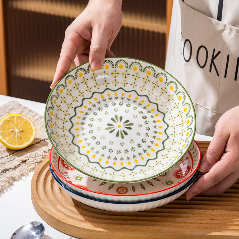 Factory Price Bohemian Ceramic Plates Home High Aesthetic Dishes New Styles to Choose From