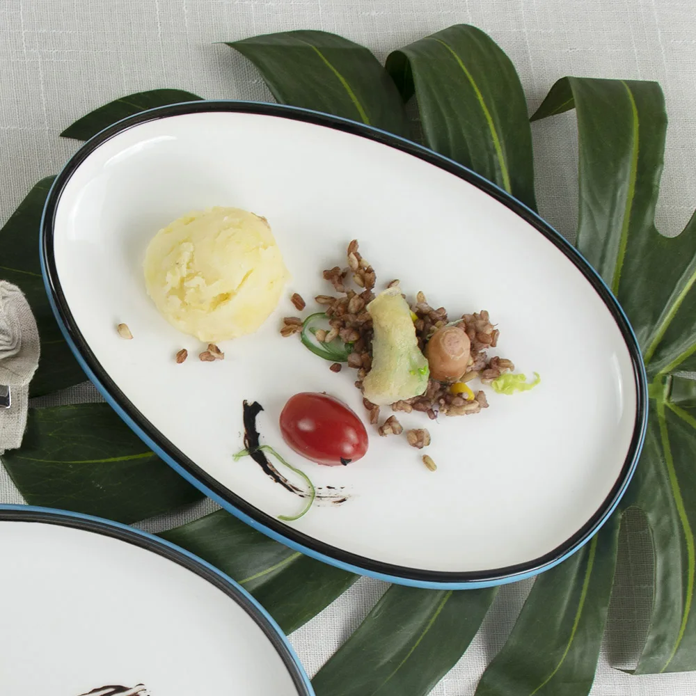 Привлекательная цена, новый тип фарфоровой овальной керамической тарелки, супер белая, для дома, отеля, ресторана, производство свадебных столовых сервизов