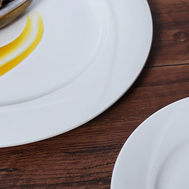 Специальные белые 8-дюймовые керамические комбинированные тарелки для отелей и ресторанов, наборы столовой посуды из фарфоровой тарелки и миски